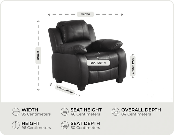 Veloura Black Leather Armchair measurement