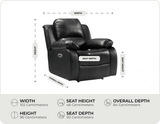 York Black Leather Electric Recliner Armchair measurement