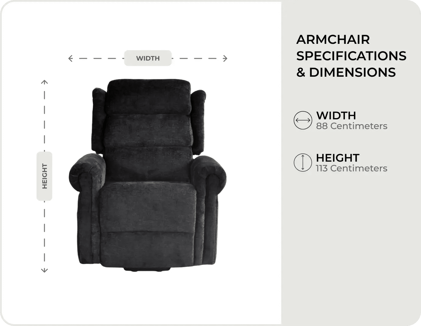 Cambridge Black Fabric Rise & Recline Mobility Chair