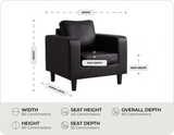 Nova Black  Leather Armchair measurements