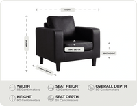 Nova Black  Leather Armchair measurements