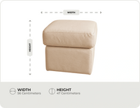 Veloura Cream Leather Footstool measurement