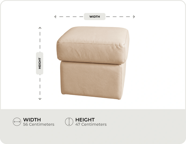 Veloura Cream Leather Footstool measurement