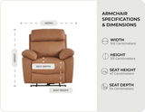 Torino Genuine Leather Caramel Electric Power Recliner Armchair