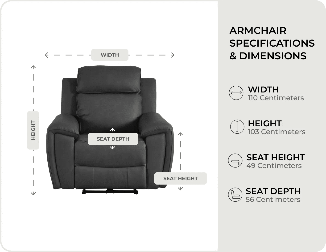 Leo Genuine Leather Grey Electric Power Recliner Armchair