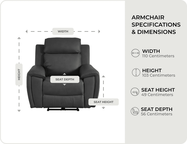 Leo Genuine Leather Grey Electric Power Recliner Armchair