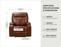 Cinemax Tan Electric Leather Recliner Armchair With Two Cup Holders measurements