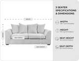 Oxford Shark Fabric 3 Seater Sofa measurements