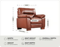 Dalmore Genuine Leather Tan Armchair measurement 
