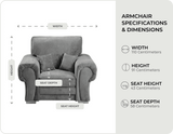 Florence High Back Grey Fabric Armchair