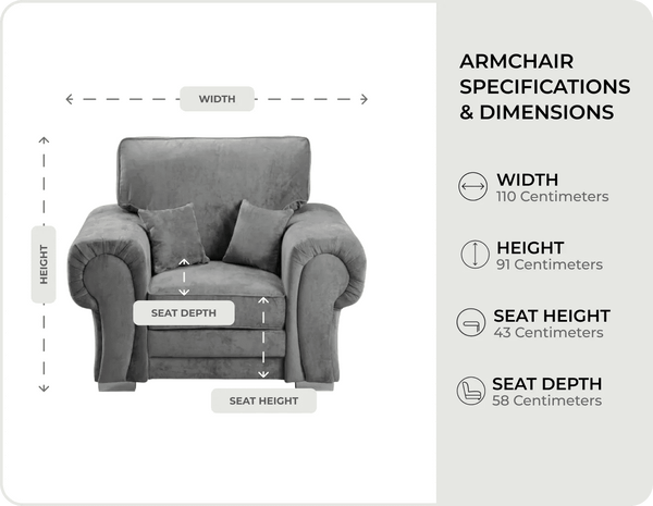 Florence High Back Grey Fabric Armchair