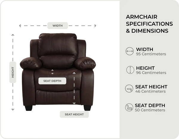 Veloura Brown Leather Armchair - measurements