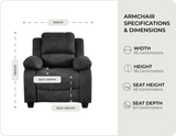 Veloura Charcoal Fabric Armchair - measurements
