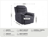Bristol Grey Fabric Manual Recliner Armchair measurements
