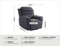 Bristol Grey Fabric Manual Recliner Armchair measurements
