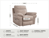 Lunaro Beige Fabric Electric Recliner Armchair measurements