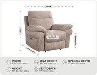 Lunaro Beige Fabric Electric Recliner Armchair measurements