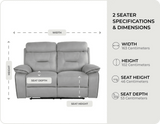 Foster Light Grey Fabric Electric Recliner 2 Seater Sofa measurements