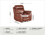 Torino Genuine Leather Tan Electric Power Recliner Armchair    measurements

