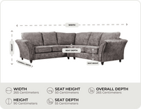 Cotswold Truffle Fabric High Back Corner Sofa measurements