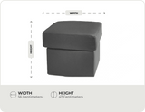 Veloura Grey Leather Footstool measurement