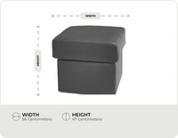 Veloura Grey Leather Footstool measurement