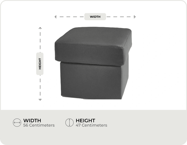 Veloura Grey Leather Footstool measurement