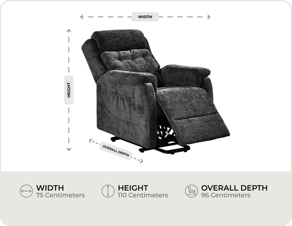 Oliver Black Fabric Rise & Recline Mobility Chair measurements
