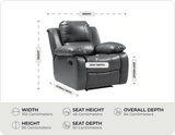 York Grey Leather Manual Recliner Armchair measurement