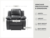 York Grey Leather Manual Recliner Armchair
