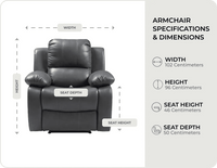 York Grey Leather Manual Recliner Armchair