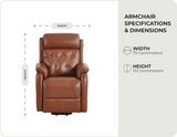 Oliver Tan Leather Rise And Recline Chair measurements