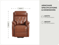 Oliver Tan Leather Rise And Recline Chair measurements