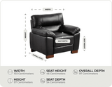 Dalmore Genuine Leather Black Armchair measurement