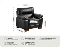 Dalmore Genuine Leather Black Armchair measurement