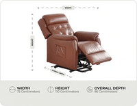 Oliver Genuine Leather Tan Rise & Recline Mobility Chair measurements
