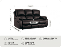 Serano Brown Leather Manual Recliner 3 Seater Sofa measurements
