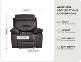 Foster Dark Grey Fabric Electric Recliner Armchair measurements