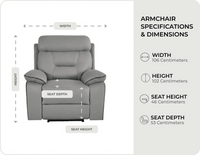 Foster Light Grey Fabric Electric Recliner Armchair measurements