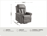Derby Genuine Leather Grey Rise & Recline Mobility Chair measurements