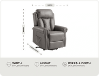 Derby Genuine Leather Grey Rise & Recline Mobility Chair measurements
