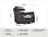 Torino Genuine Leather Black  Electric Power Recliner Armchair measurements
