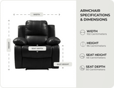 York Black Leather Manual Recliner Armchair