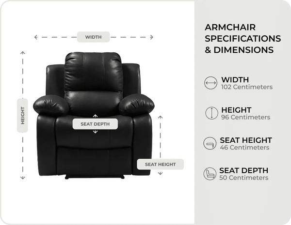 York Black Leather Manual Recliner Armchair