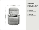 Oliver Light Grey Fabric Rise & Recline Mobility Chair