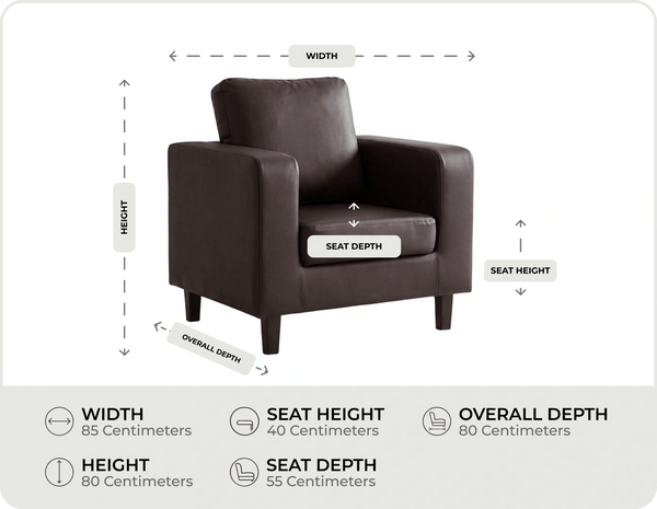 Nova Brown Leather Armchair measurements