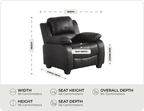 Veloura Black Leather Armchair measurement