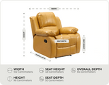 York Leather Mustard Manual Recliner Armchair measurement