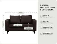Box Brown Leather 2 seater measurements