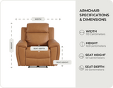 Leo Genuine Leather Caramel Armchair with Electric Power Recliner
